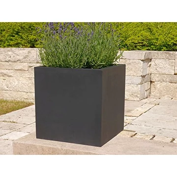 antracit szürke kocka kaspó 25cmx25cm