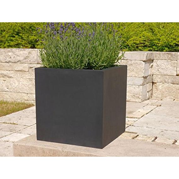 antracit szürke kocka kaspó 25cmx25cm