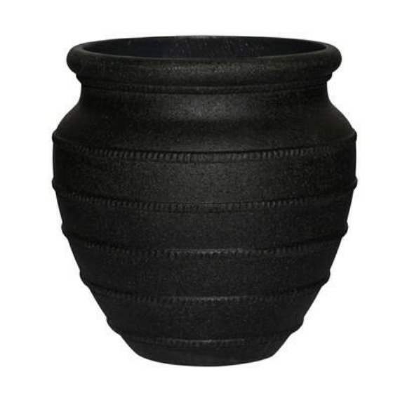 Phileine fekete színű mediterrán kőkaspó a Pottery Pots Tresure kollekciójából